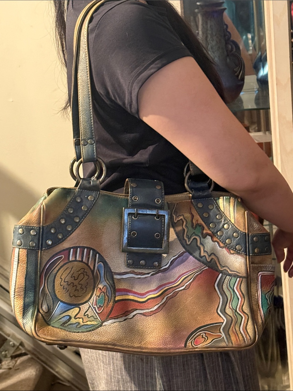 Anuschka Multicolor Leather Shoulder Bag
